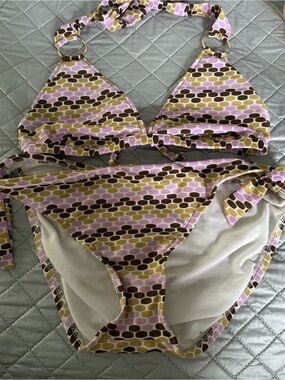Women's Hexagon Print Bikini Set - Pink & Brown size  M Massimo